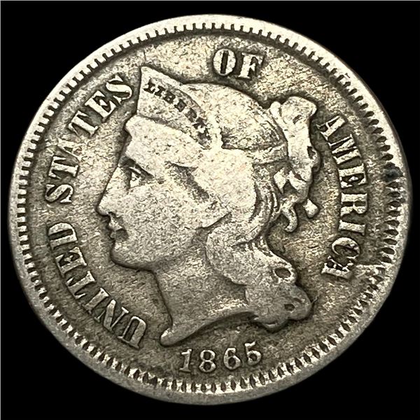 1865 Nickel Three-Cent Piece ABOUT  UNCIRCULATED
