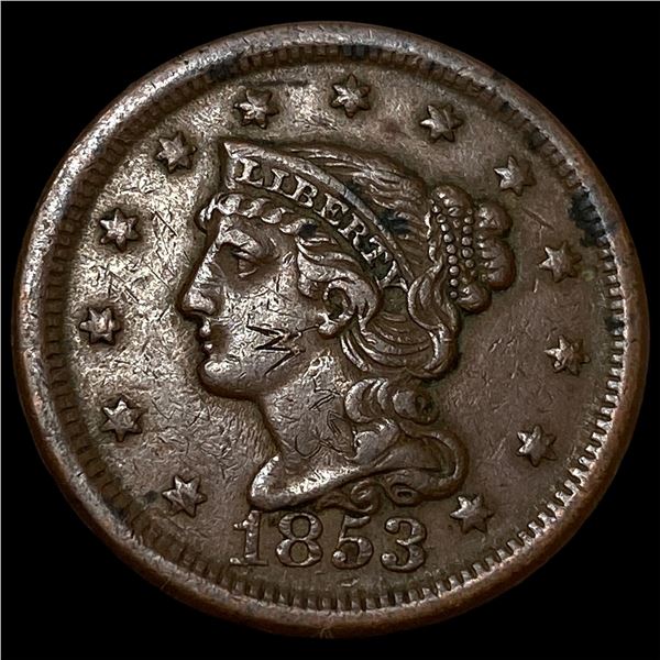1853 Braided Hair Large Cent NEARLY  UNCIRCULATED