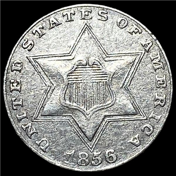 1856 Silver Three-Cent Piece NEARLY  UNCIRCULATED