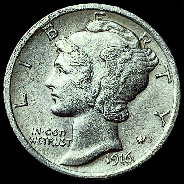 1916 Silver Mercury Dime NEARLY UNCIRCULATED
