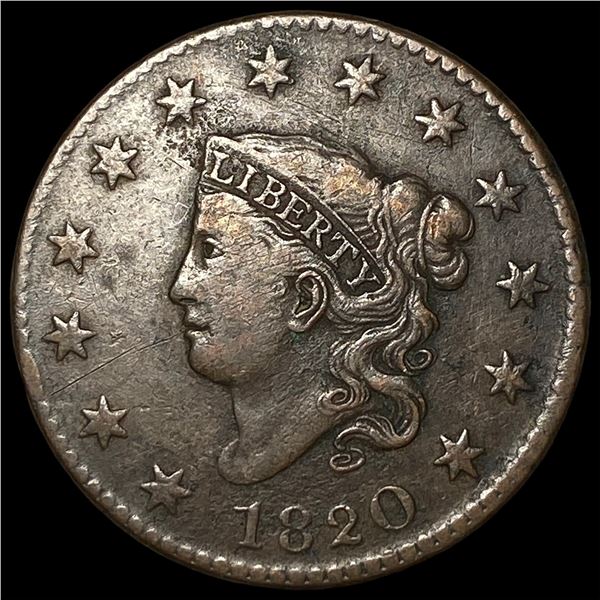 1820 Coronet Head Large Cent ABOUT  UNCIRCULATED