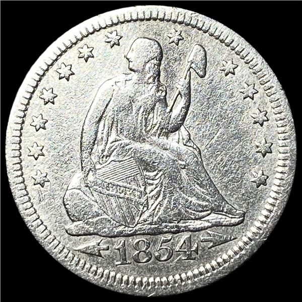 1854 Arrows Seated Liberty Quarter NEARLY  UNCIRCULATED
