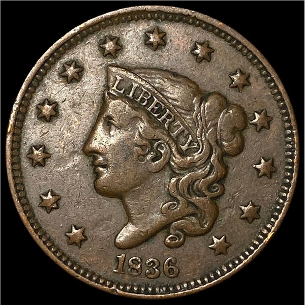 1836 Coronet Head Large Cent NEARLY  UNCIRCULATED