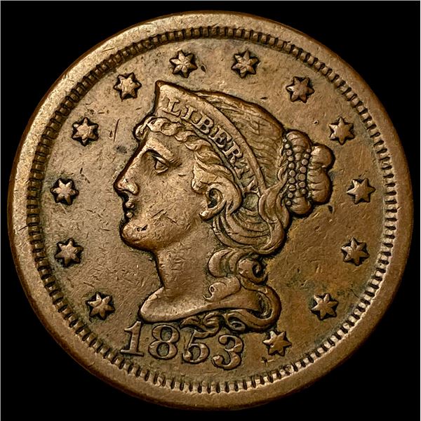 1853 Braided Hair Large Cent CLOSELY  UNCIRCULATED