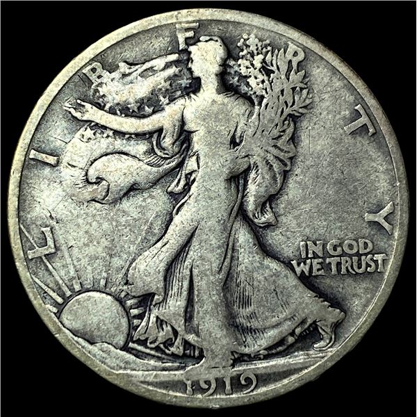 1919-D Silver Walking Liberty Half Dollar  ABOUT UNCIRCULATED