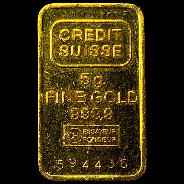 Credit Suisse 5g Gold Bar 999.9 Fine HIGH  GRADE