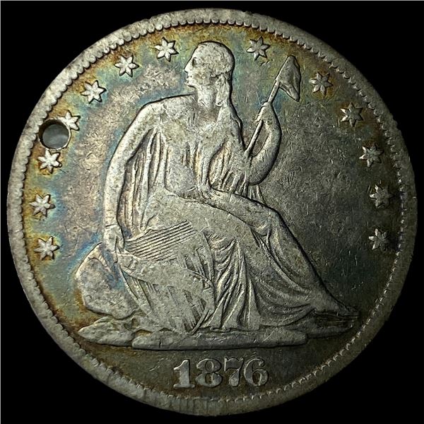 1876 Silver Seated Liberty Dime (holed Love Token) LIGHTLY CIRCULATED