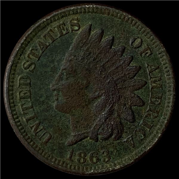 1863 Bronze Indian Head Cent NEARLY  UNCIRCULATED