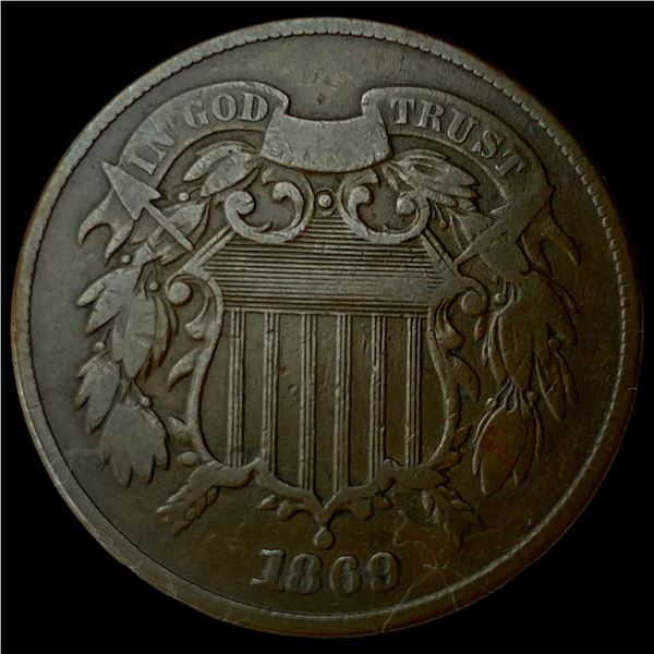 1869 Bronze Two-Cent Piece NEARLY  UNCIRCULATED