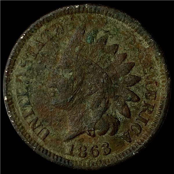 1863 Bronze Indian Head Cent NEARLY  UNCIRCULATED