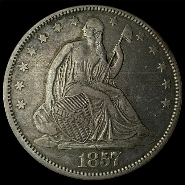 1857 Silver Seated Liberty Half Dollar CHOICE AU