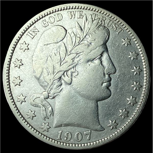 1907-D Silver Barber Half Dollar NEARLY  UNCIRCULATED