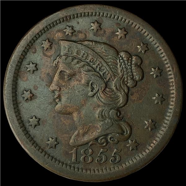 1855 Slanted 5's Braided Hair Large Cent CHOICE AU