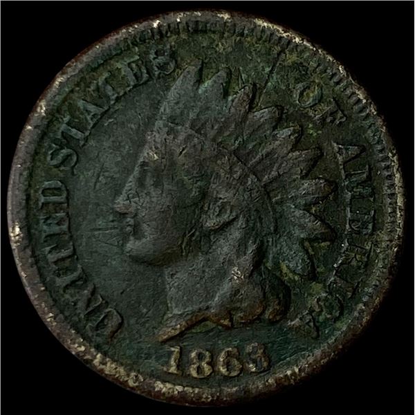 1863 Bronze Indian Head Cent NEARLY  UNCIRCULATED