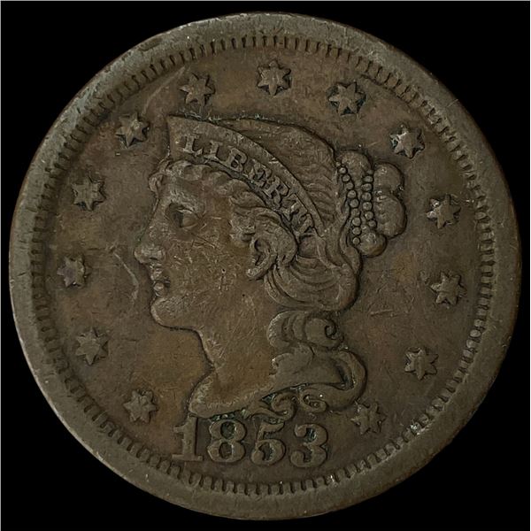 1853 Braided Hair Large Cent NEARLY  UNCIRCULATED