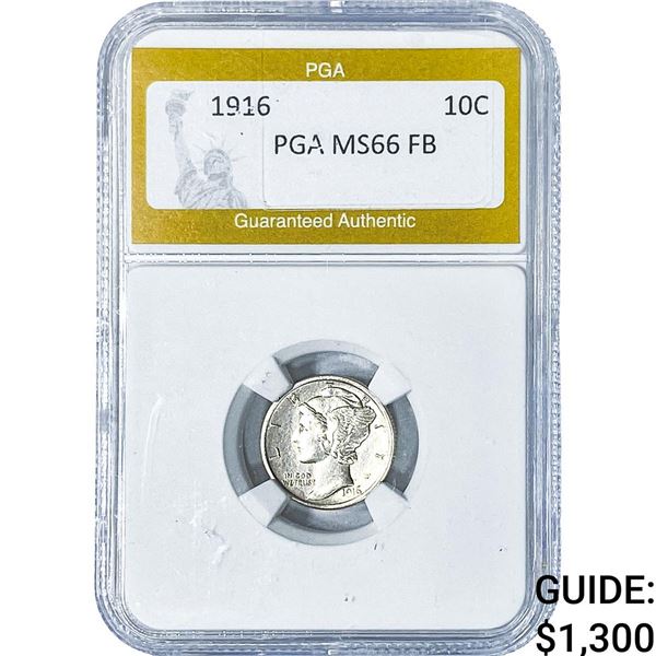 1916 Mercury Silver Dime PGA MS66FB