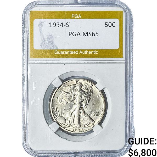 1934-S Walking Liberty Half Dollar PGA MS65