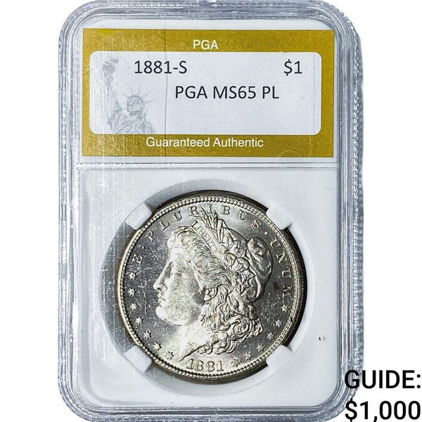 1881-S Morgan Silver Dollar PGA MS65PL