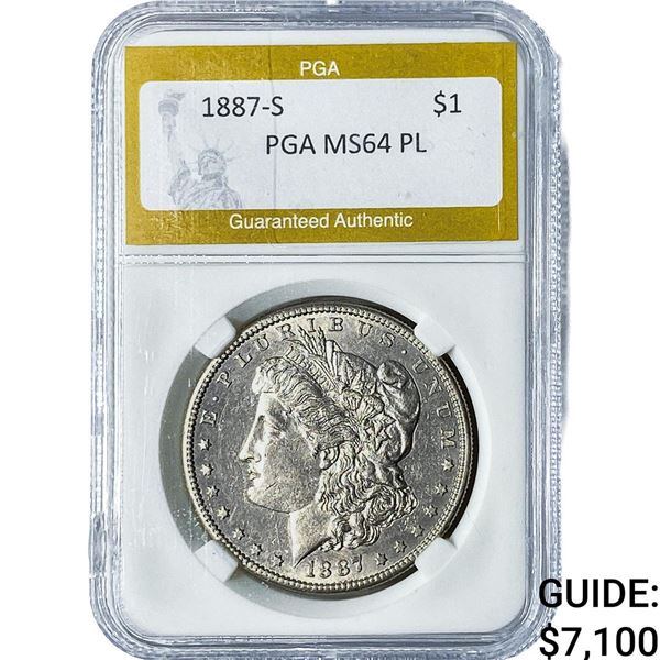 1887-S Morgan Silver Dollar PGA MS64PL