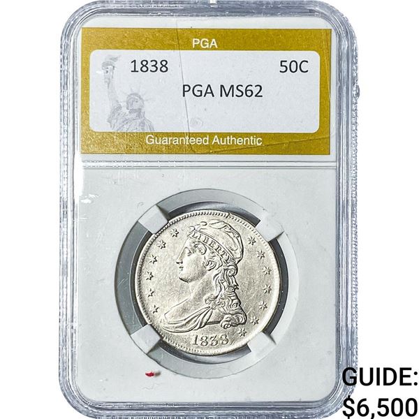 1838 Capped Bust Half Dollar PGA MS62