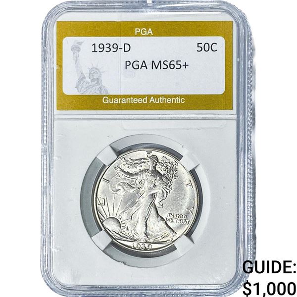 1939-D Walking Liberty Half Dollar PGA MS65+