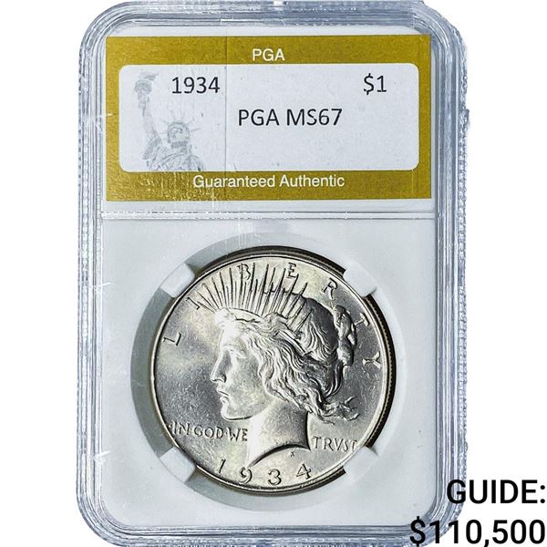 1934 Silver Peace Dollar PGA MS67