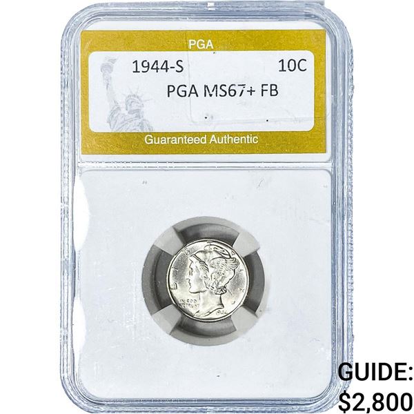 1944-S Mercury Silver Dime PGA MS67+FB