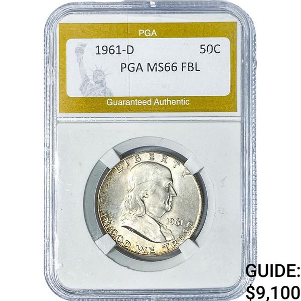 1961-D Franklin Half Dollar PGA MS66FBL