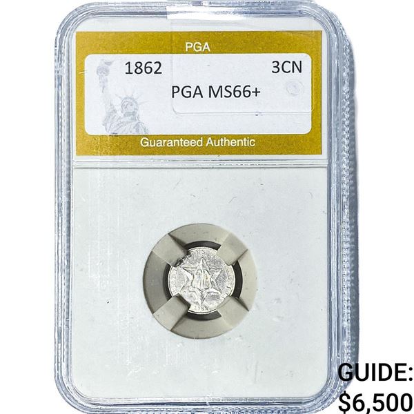 1862 Silver Three Cent PGA MS66+