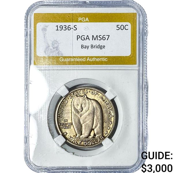 1936-S Bay Bridge Half Dollar PGA MS67 Bay Bridge