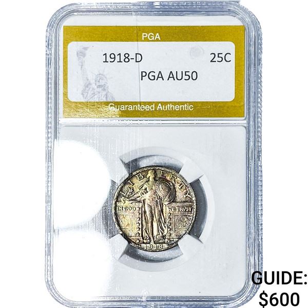 1918-D Standing Liberty Quarter PGA AU50