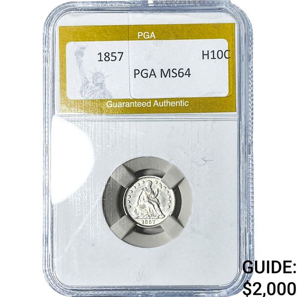 1857 Seated Liberty Half Dime PGA MS64