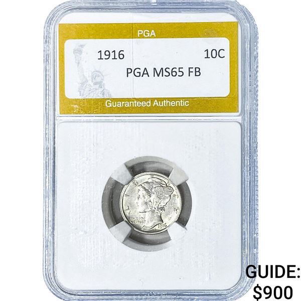 1916 Mercury Silver Dime PGA MS65FB