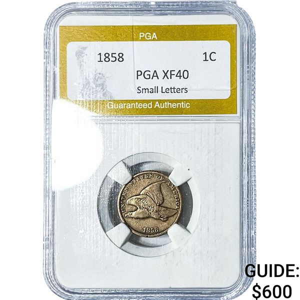 1858 Flying Eagle Cent PGA XF40 Small Letters