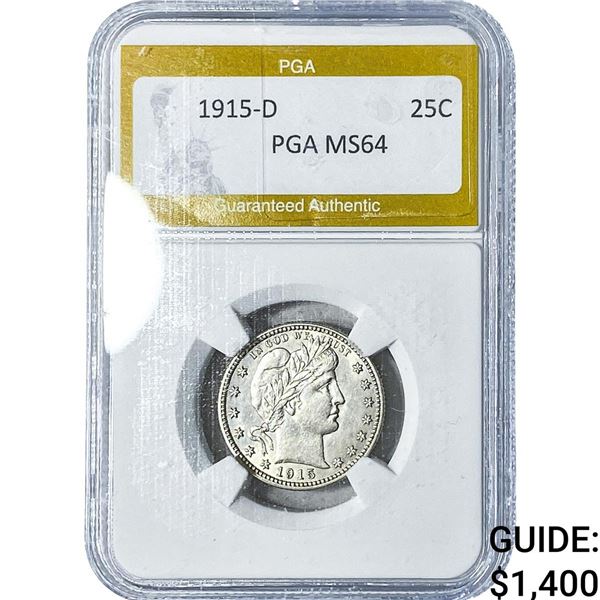 1915-D Barber Quarter PGA MS64