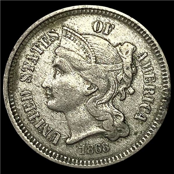 1868 Nickel Three-Cent Piece ABOUT  UNCIRCULATED