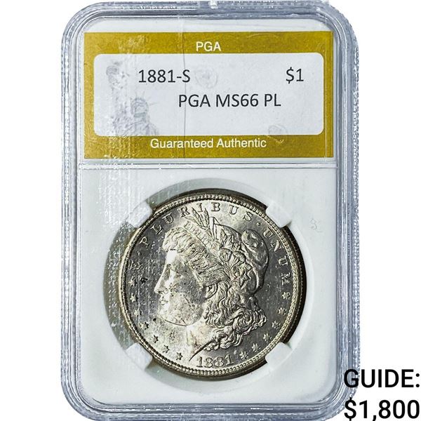1881-S Morgan Silver Dollar PGA MS66PL