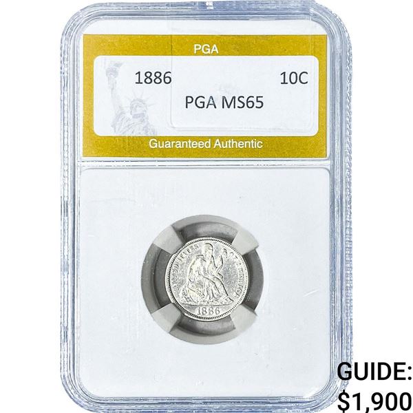 1886 Seated Liberty Dime PGA MS65