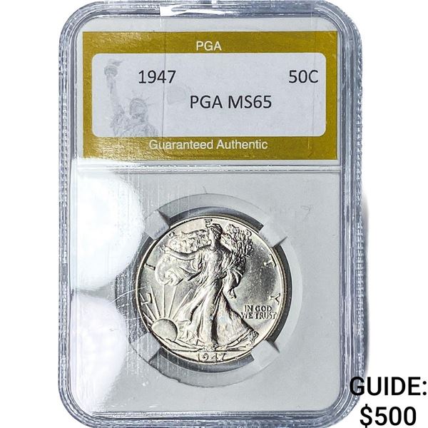 1947 Walking Liberty Half Dollar PGA MS65