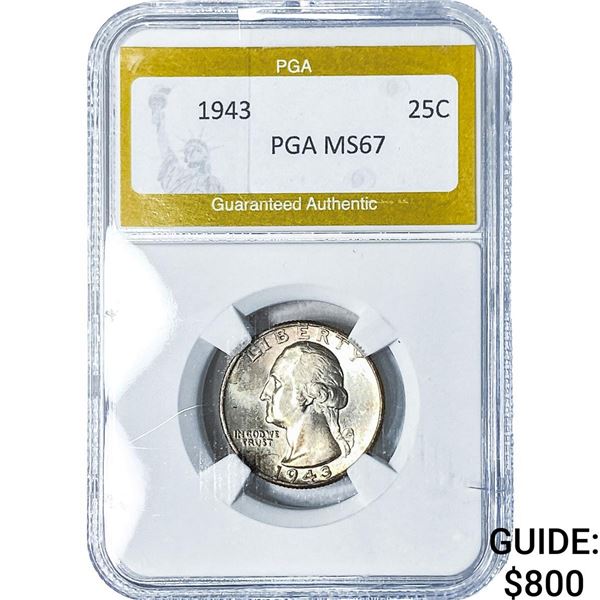 1943 Washington Silver Quarter PGA MS67