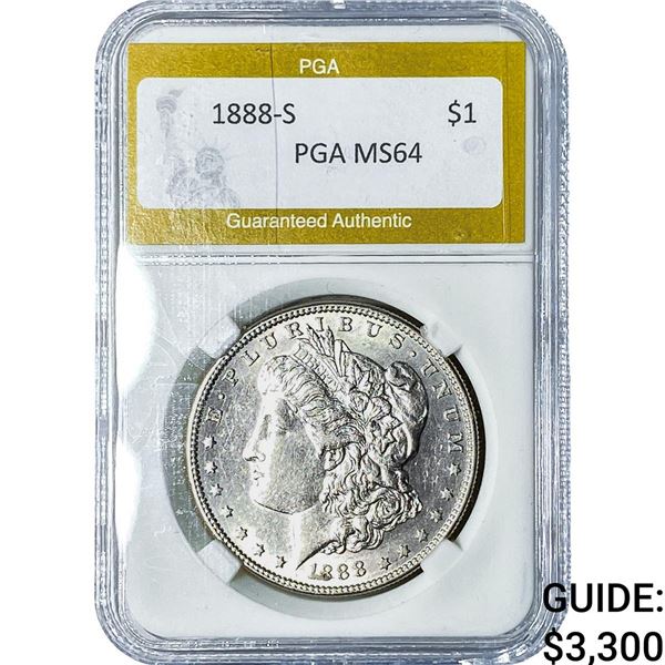 1888-S Morgan Silver Dollar PGA MS64