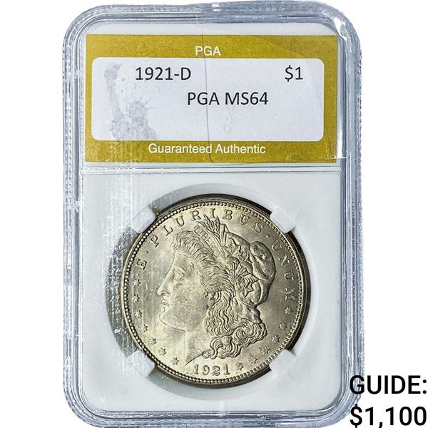 1921-D Morgan Silver Dollar PGA MS64