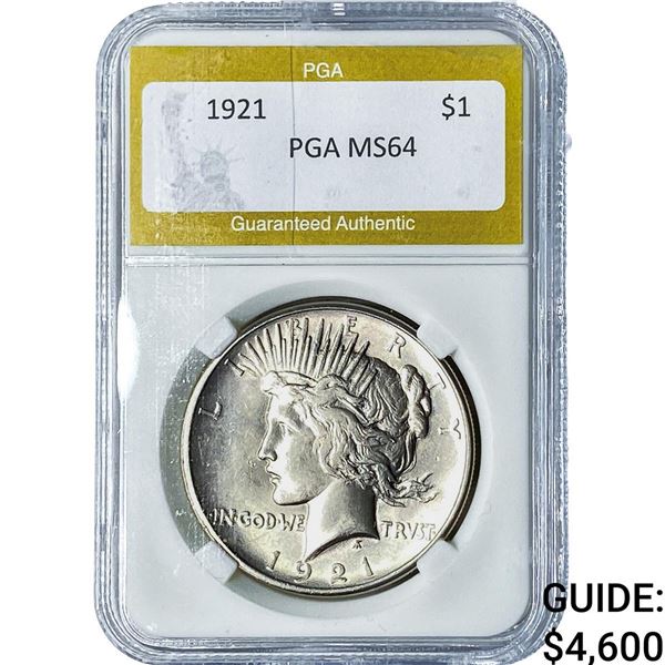 1921 Silver Peace Dollar PGA MS64