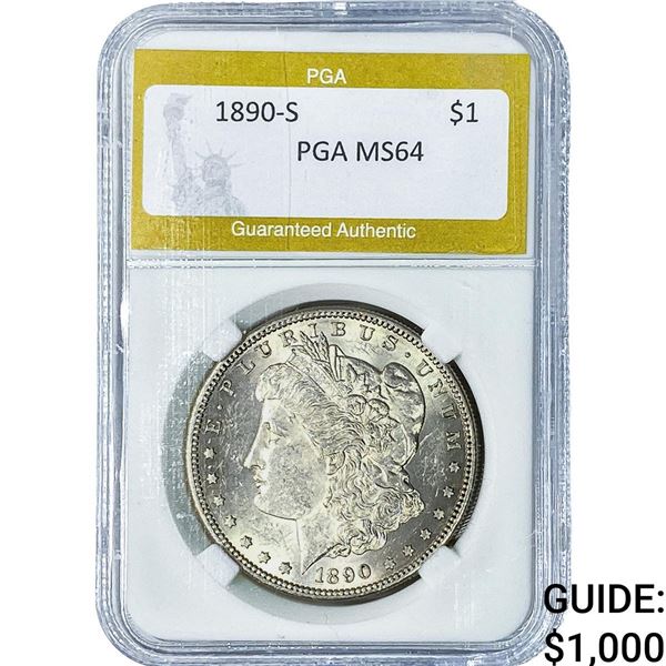 1890-S Morgan Silver Dollar PGA MS64