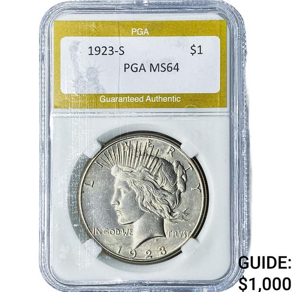 1923-S Silver Peace Dollar PGA MS64