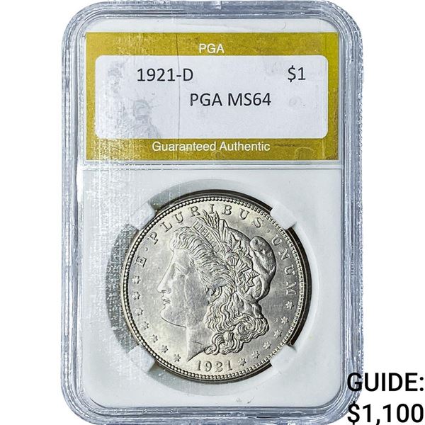1921-D Morgan Silver Dollar PGA MS64