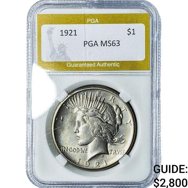 1921 Silver Peace Dollar PGA MS63