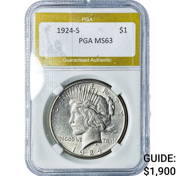 1924-S Silver Peace Dollar PGA MS63