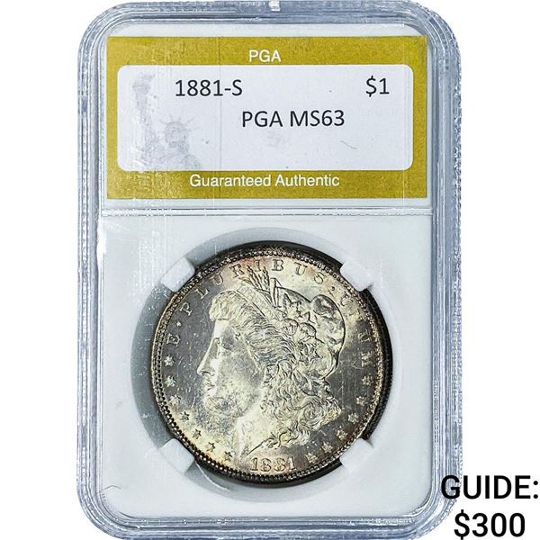 1881-S Morgan Silver Dollar PGA MS63