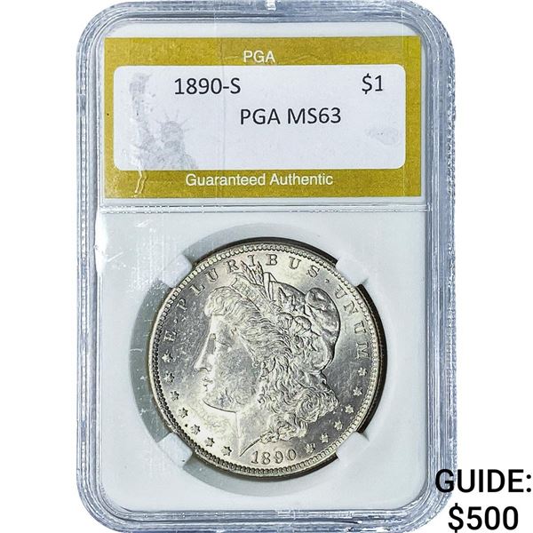 1890-S Morgan Silver Dollar PGA MS63
